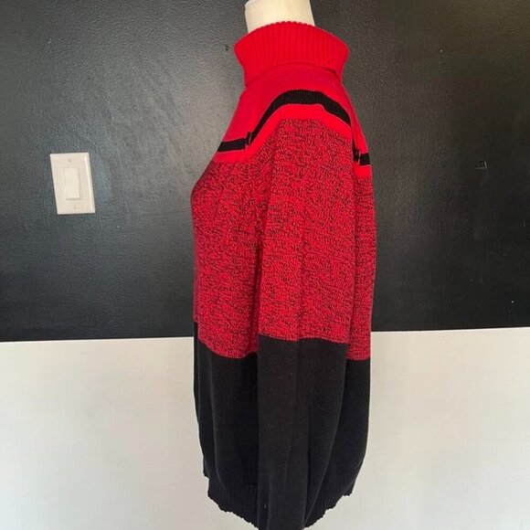 Karen Scott Red & Black Colorblock Turtleneck Sweater PXL - Picture 7 of 8
